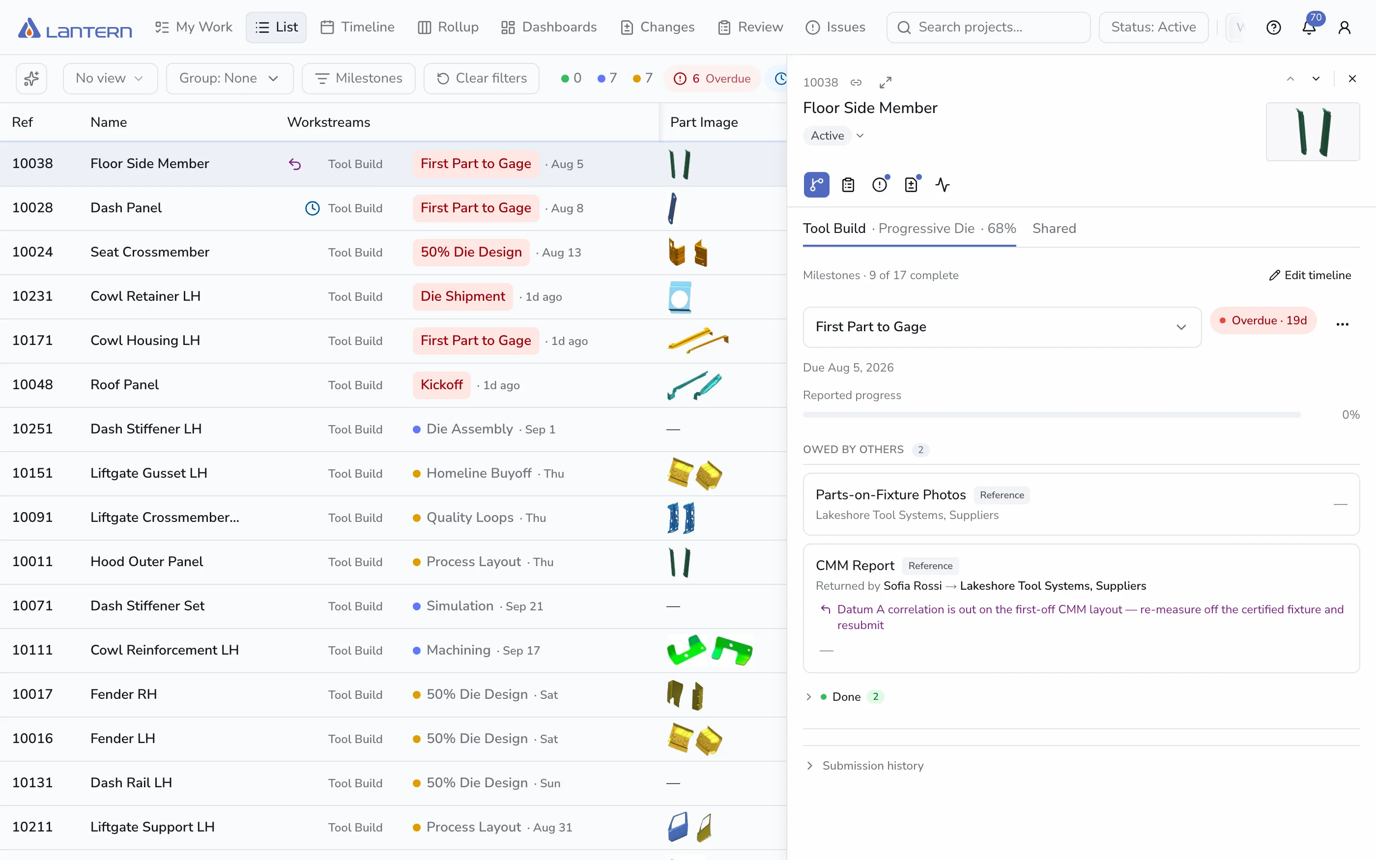 Labtern Lantern — project tracking for tooling programs